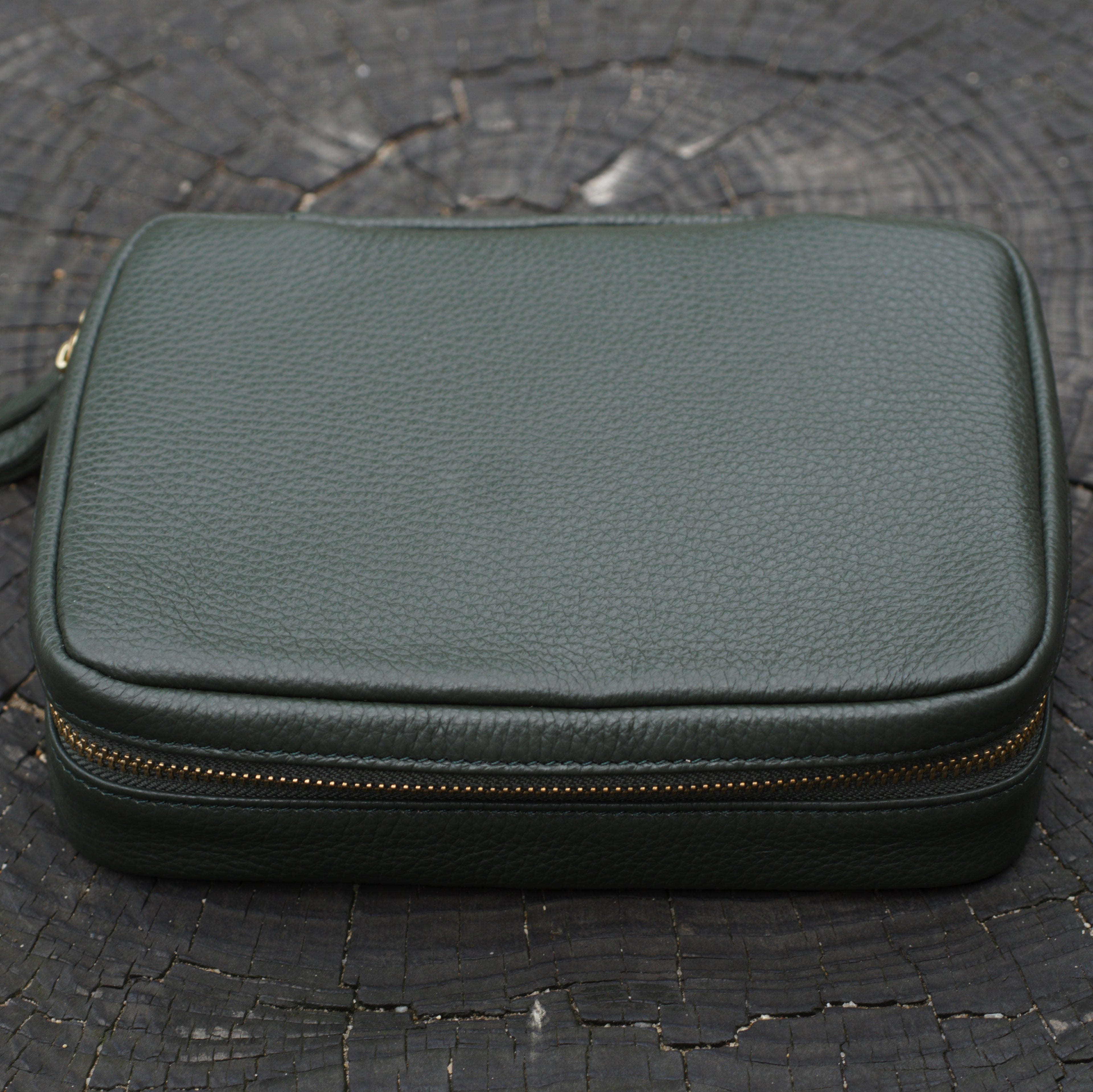 Leather Yo-Yo Bag / Dark Green / M size