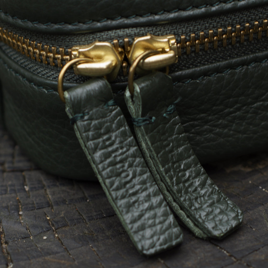 Leather Yo-Yo Bag / Dark Green / M size